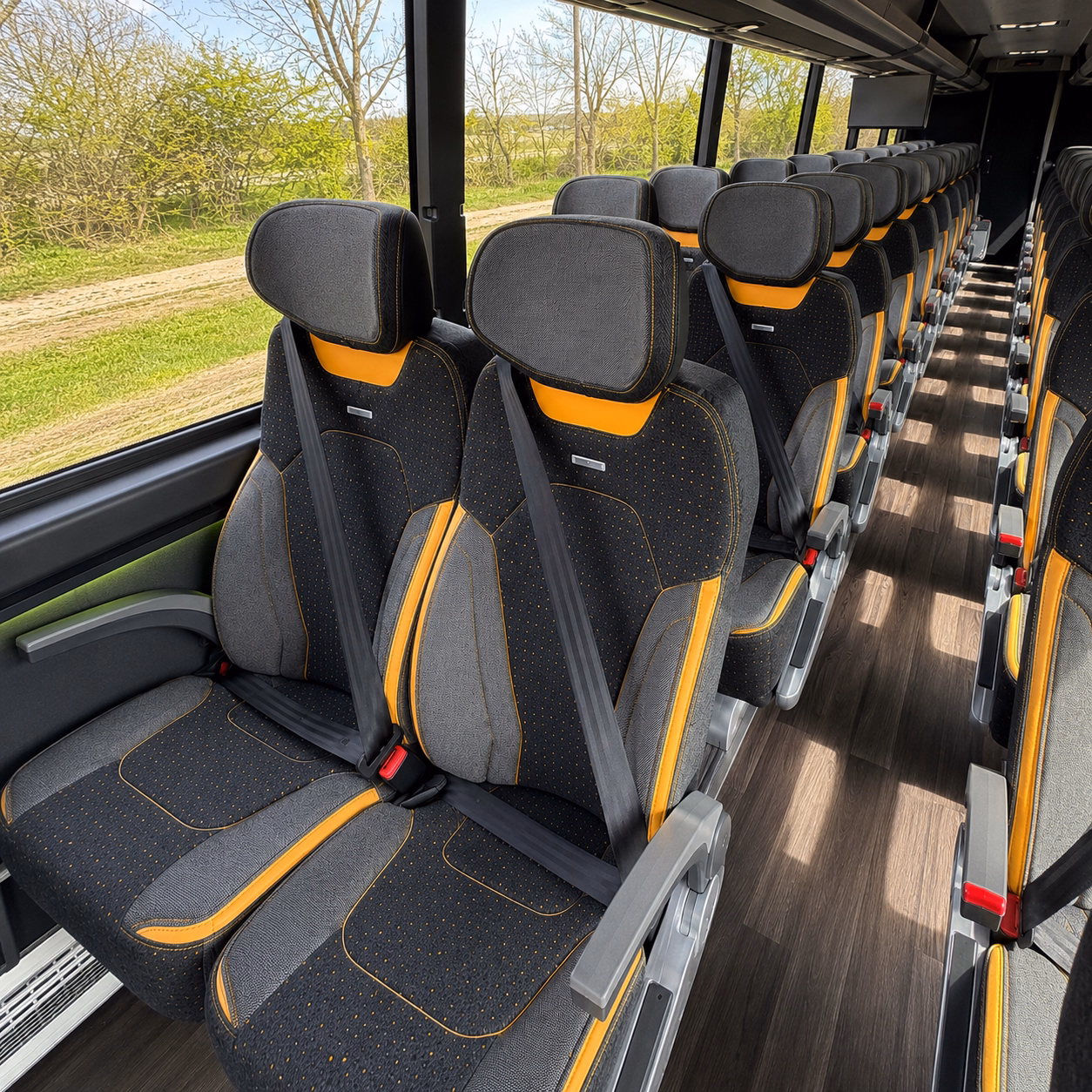 santa ana charter bus rental interior